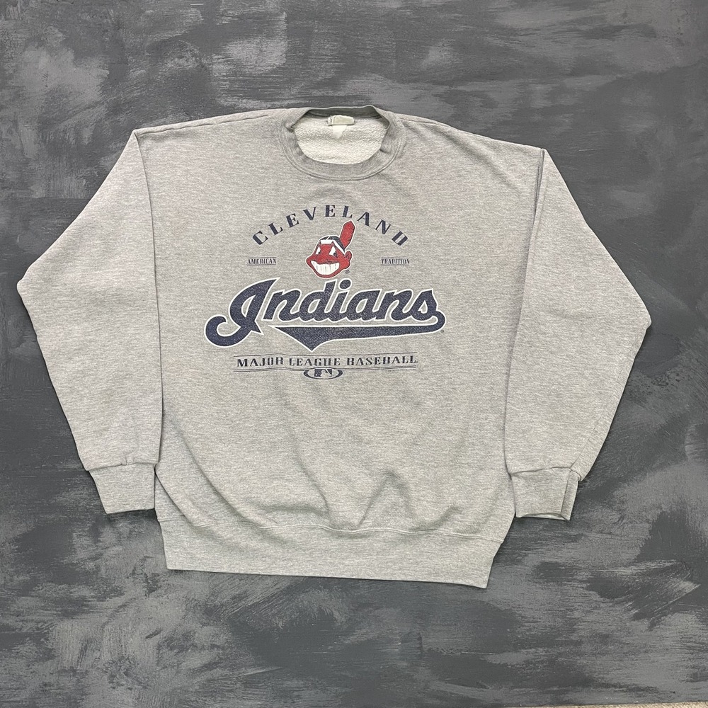 Vintage CLeveland Indians sweatshirt mens XL Gray 1990s MLB USA LEE
